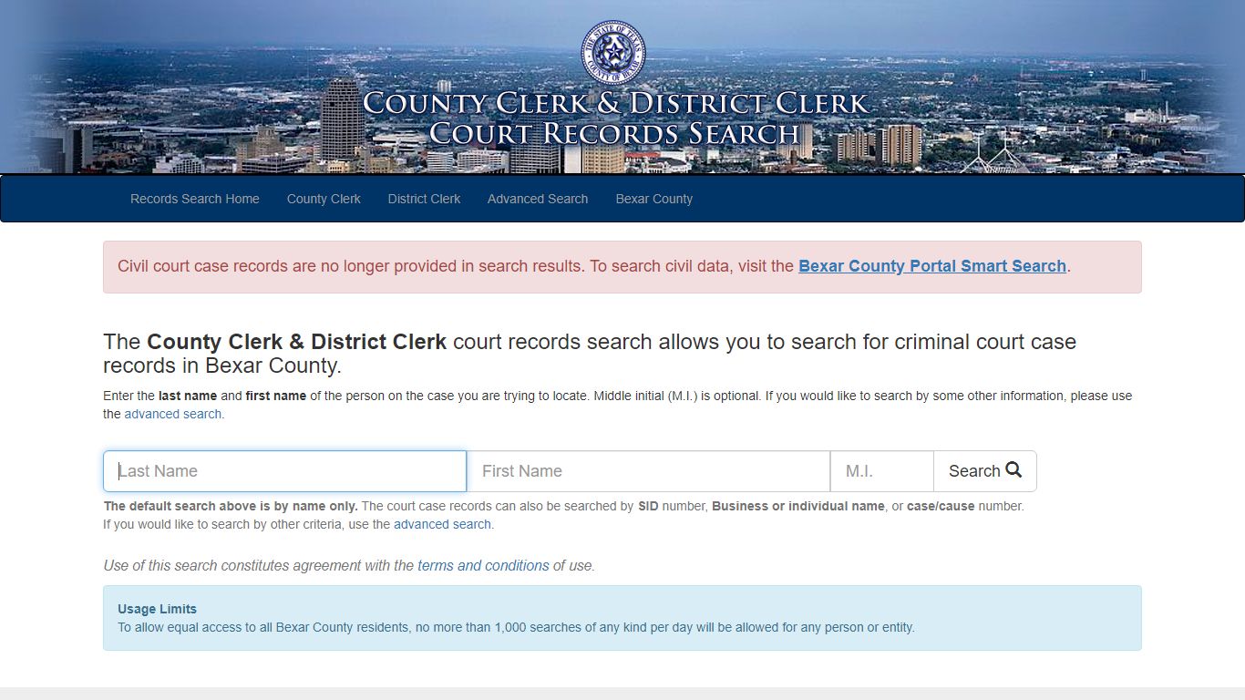 Court Records Search - Bexar County, Texas